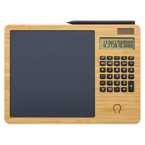 CALCULADORA BAMBU CON PIZARRA AUTOMATICA «GLASGOW»10068