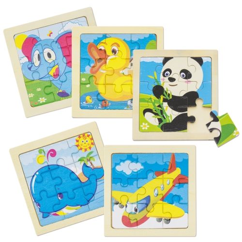 SET DE 5 PUZZLES EN MADERA NATURAL «JUNIOR»10128