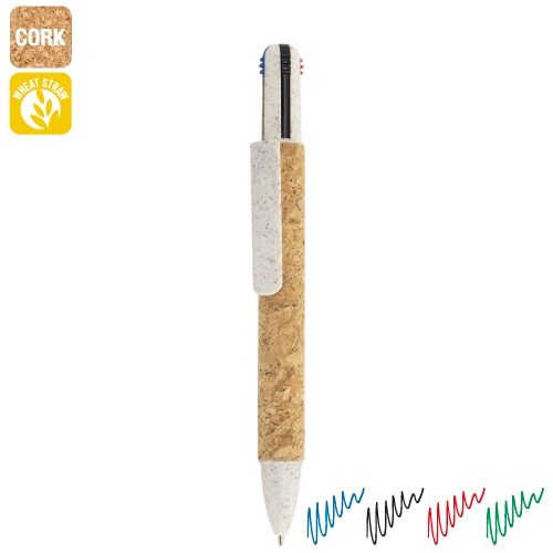 BOLIGRAFO 4 COLORES CORCHO Y FIBRA DE TRIGO «YAKO»10482