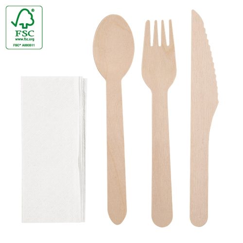 SET DE CUBIERTOS MADERA 4 PCS «COMPLEC»10565
