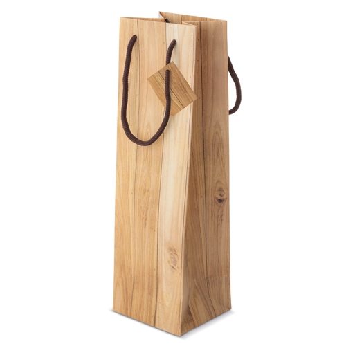 BOLSA PAPEL EFECTO MADERA 1 BOTELLA «ABETO»10680