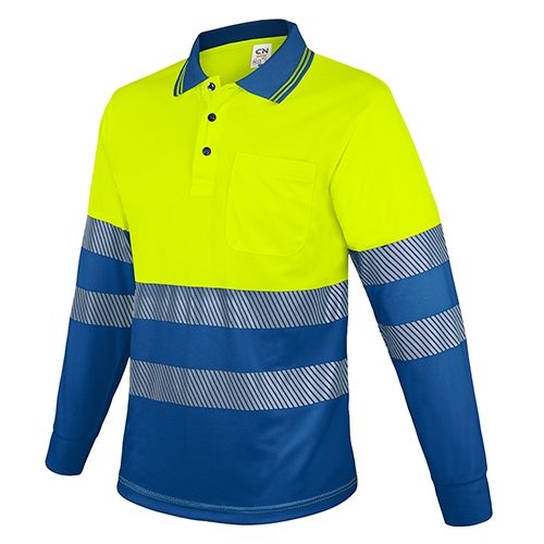 POLO MANGA LARGA CON BOLSILLO Y BANDAS REFLECTANTES “QVO”10963-4XL-AM-RY
