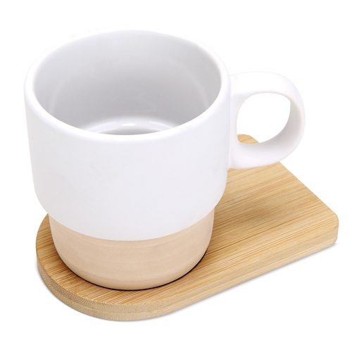 TAZA SUBLIMACIÓN APILABLE Y BASE DE BAMBÚ «GERARD»11047