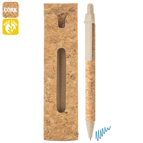 BOLIGRAFO CORCHO/FIBRA DE TRIGO CON FUNDA CORCHOC-468