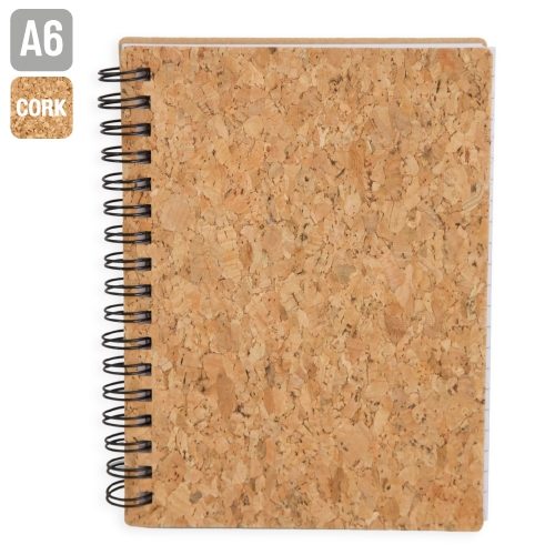 LIBRETA CON ANILLAS NEGRAS CORCHO NATURAL «PAIX»C-470