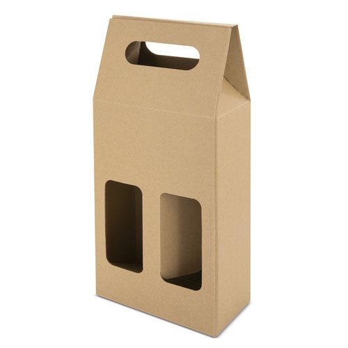CAJA CARTON VENTANA 2 BOTELLAS «TREVISO»G-063