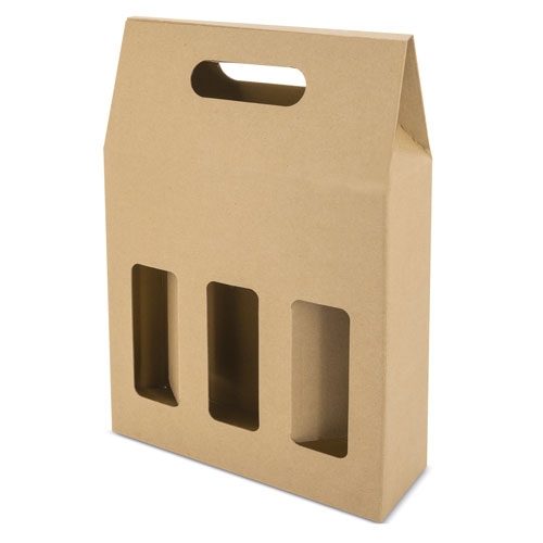 CAJA CARTON VENTANA 3 BOTELLAS «TREVISO»G-064