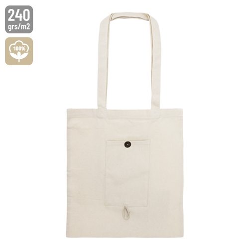 BOLSA DE ALGODON PLEGABLE CON BOLSILLO «NADIA»T-407-PI