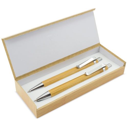 SET BOLIGRAFO Y PORTAMINAS BAMBÚ «BOMBAT»Z-4104